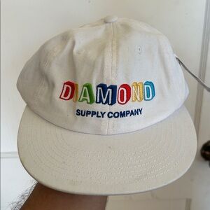 Diamond Supply Co. White Hat with Red Logo